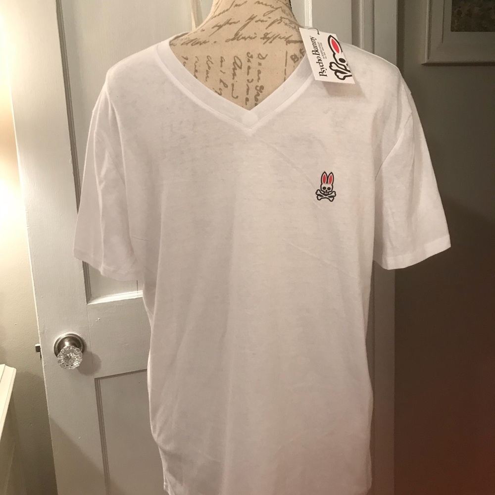 Psycho Bunny, NWT, white, v neck T-shirt, med